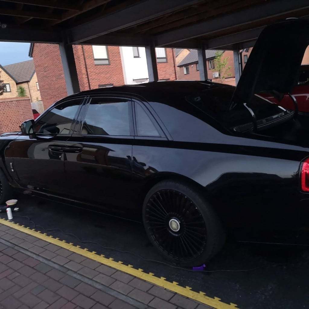 Black Rolls-Royce Ghost during a full exterior detail