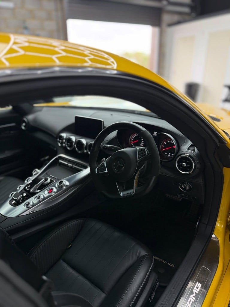 Yellow Mercedes-AMG GT interior detailed to showroom standard