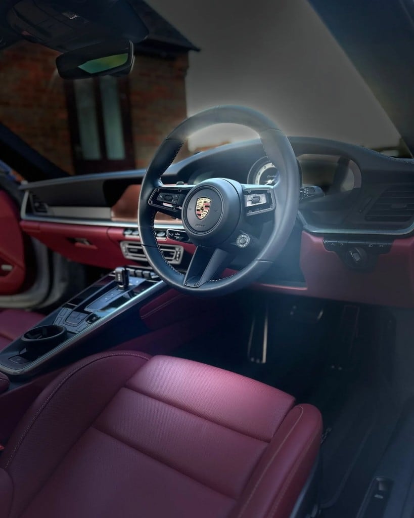 Porsche 911 red-and-black interior detailed